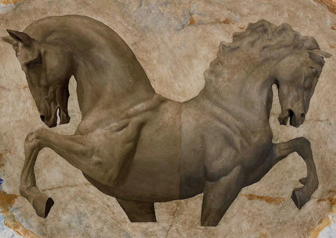 Caballo en resina y madera