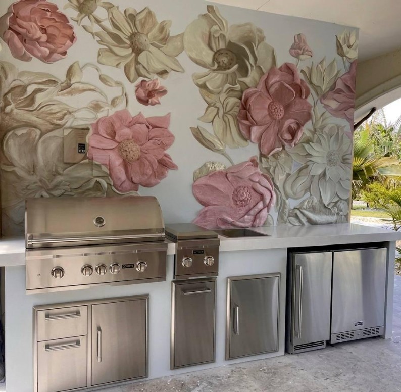 Mural floral en relieve